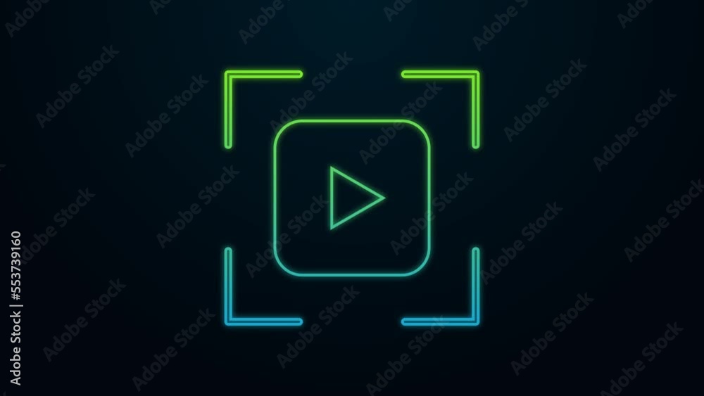 Glowing neon line Camera focus frame line icon isolated on black background. 4K Video motion graphic animation Glowing neon line Camera focus frame line icon isolated on black background. 4K Video motion graphic animation