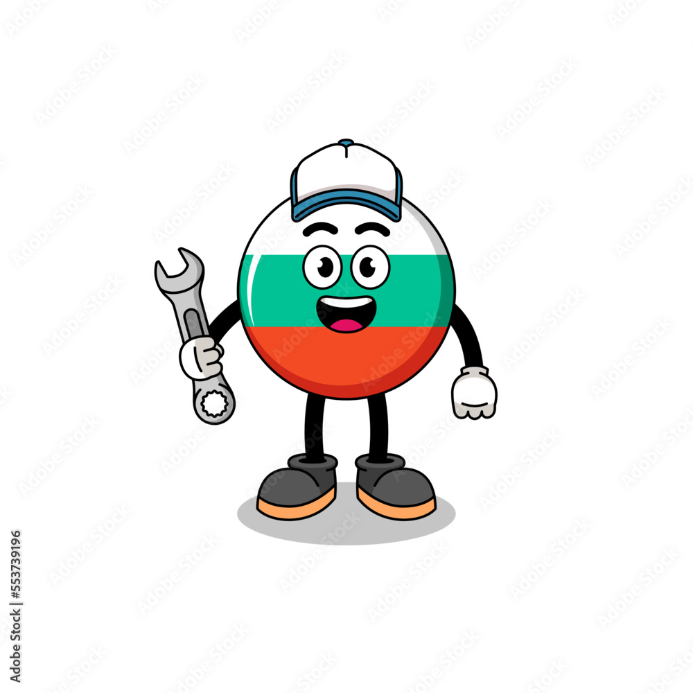 bulgaria flag illustration cartoon as a mechanic bulgaria flag illustration cartoon as a mechanic