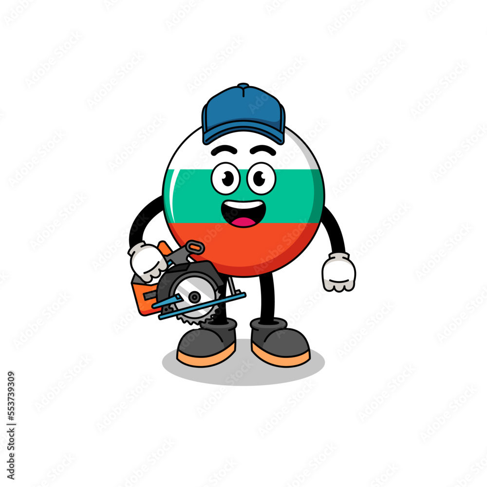 Cartoon Illustration of bulgaria flag as a woodworker