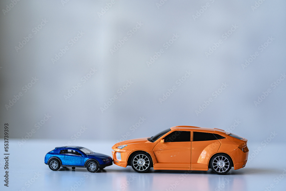 Car crash accident, car model insurance concept on white background