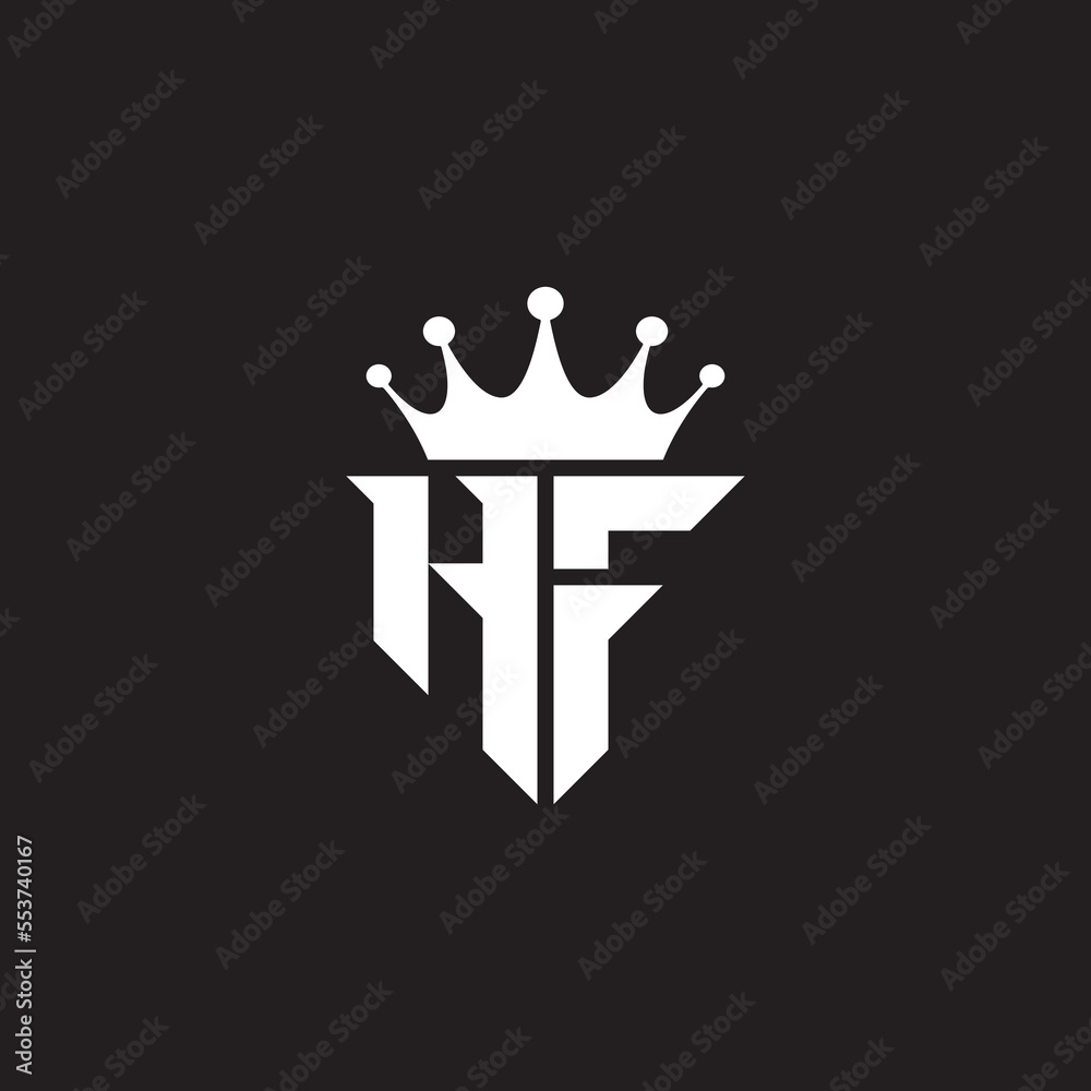 HF or FH logo monogram symbol shield with crown shape design vector