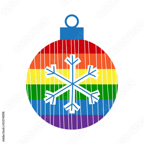 Rainbow LGBT christmas ball decoration with snowflake