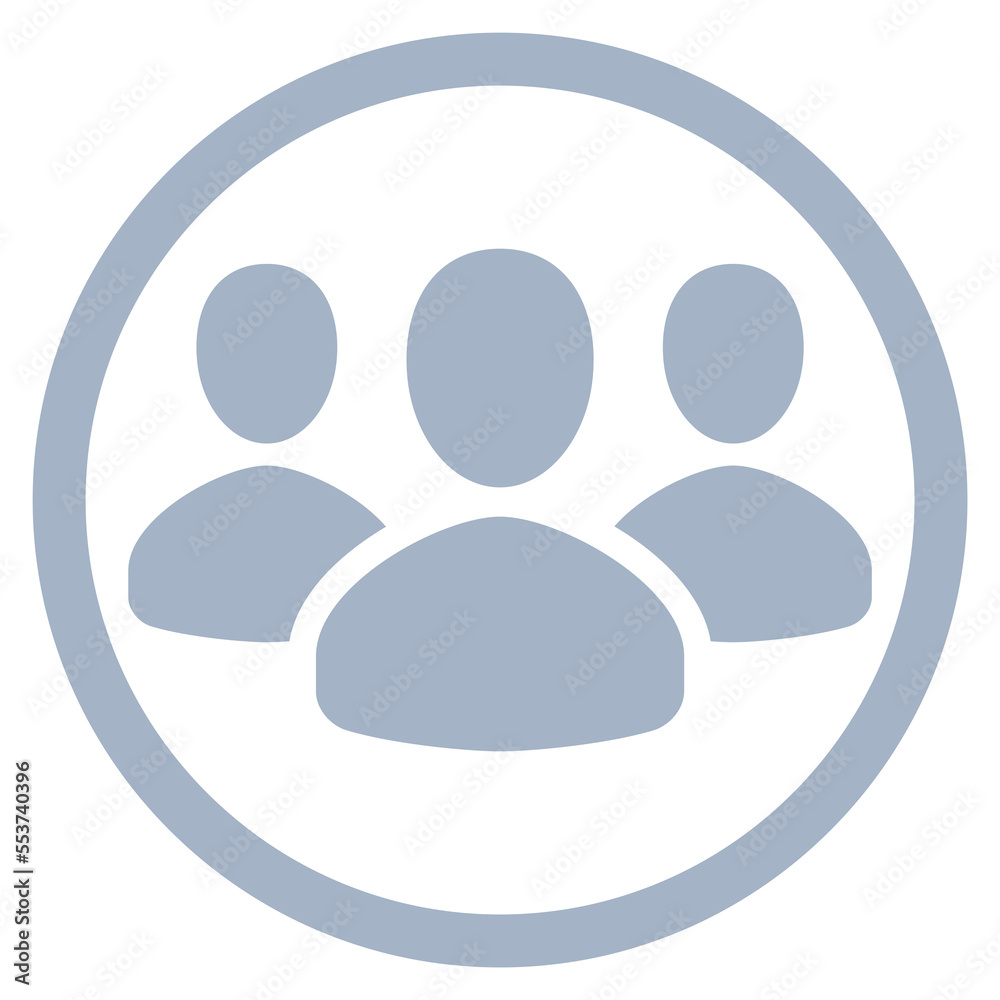 Three people icon, round frame, user illustration. Three people icon, round frame, user illustration.
