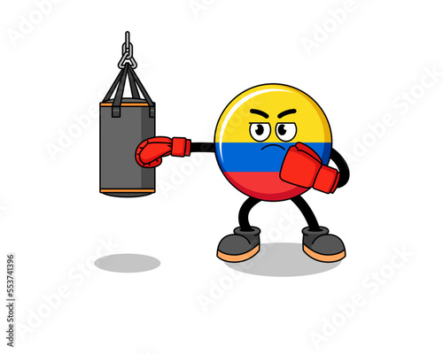 Illustration of colombia flag boxer