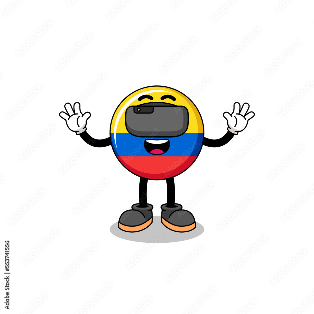 Illustration of colombia flag with a vr headset Illustration of colombia flag with a vr headset