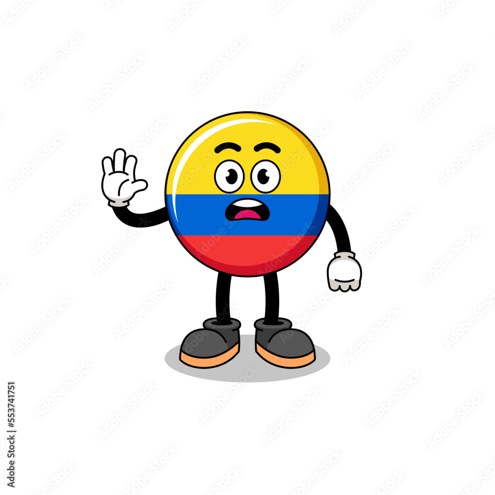 colombia flag cartoon illustration doing stop hand colombia flag cartoon illustration doing stop hand