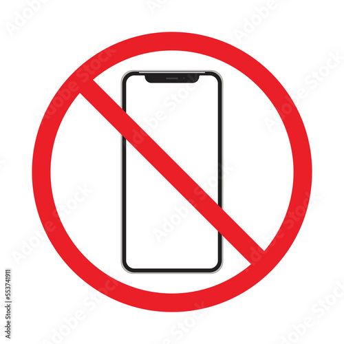 No cell phone sign isolated on white background vector illustration. Mobile Phone prohibited. Sign off the phone, and whether the sound. It is forbidden to use a mobile phone. 