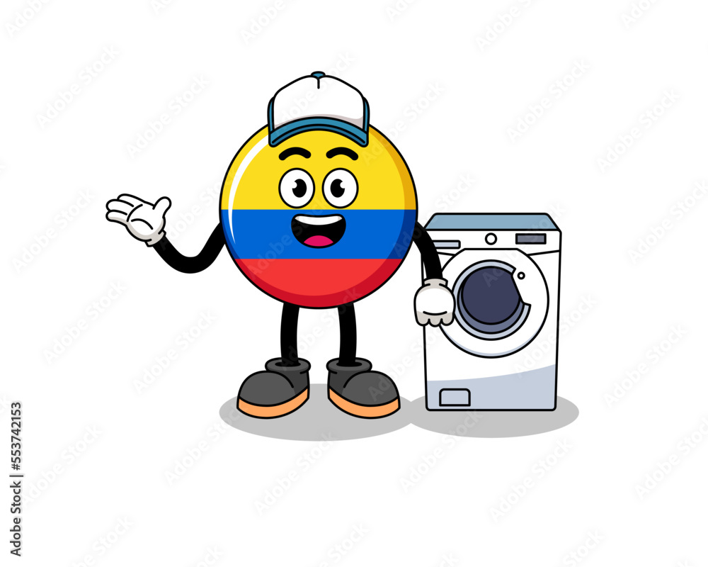 colombia flag illustration as a laundry man colombia flag illustration as a laundry man
