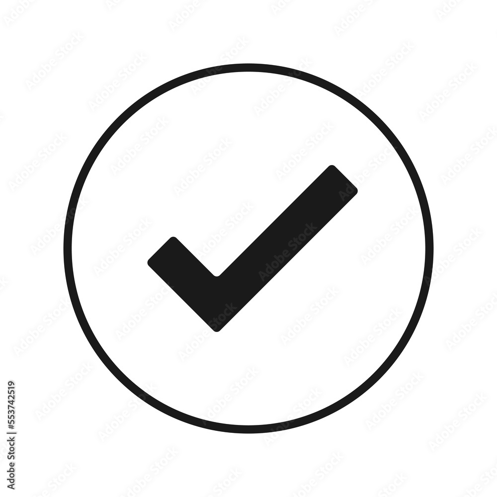 Vector check mark icon in a circle. Isolated on white background Vector check mark icon in a circle. Isolated on white background