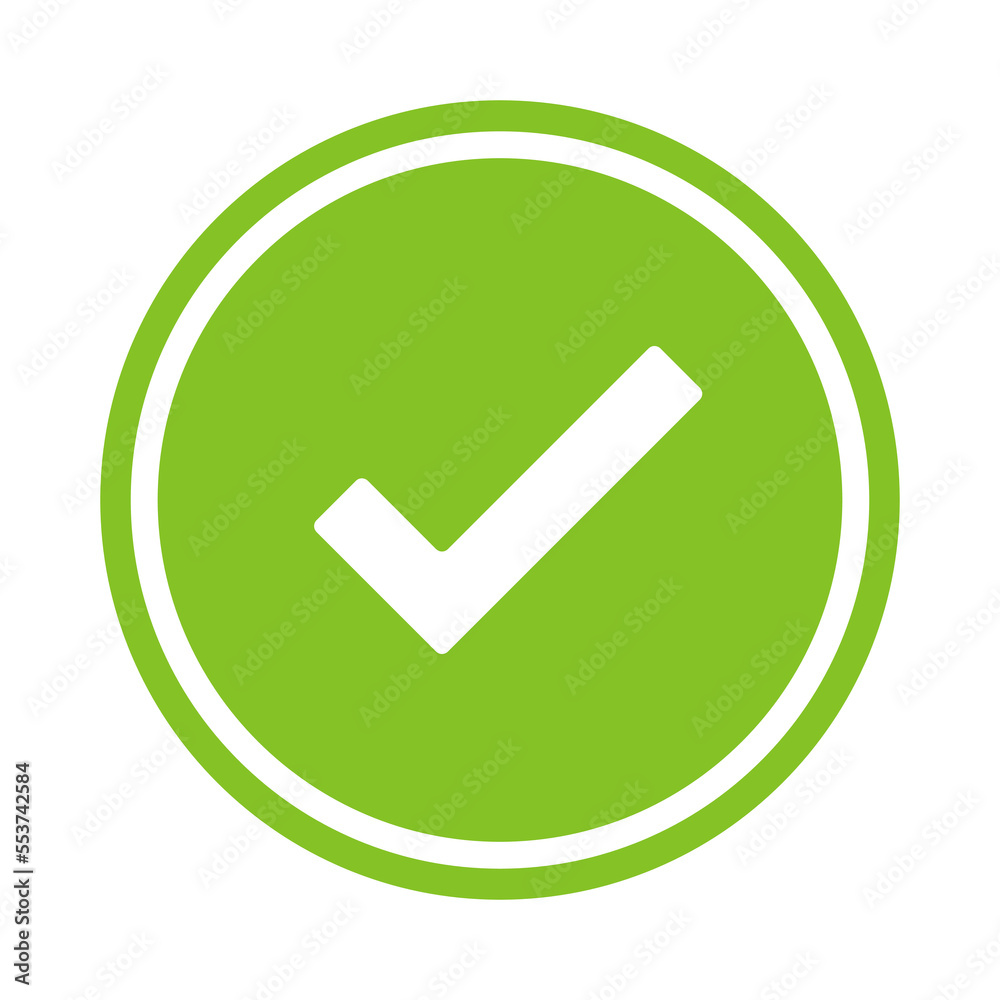 Vector check mark icon in a circle. Isolated on white background Stock ...