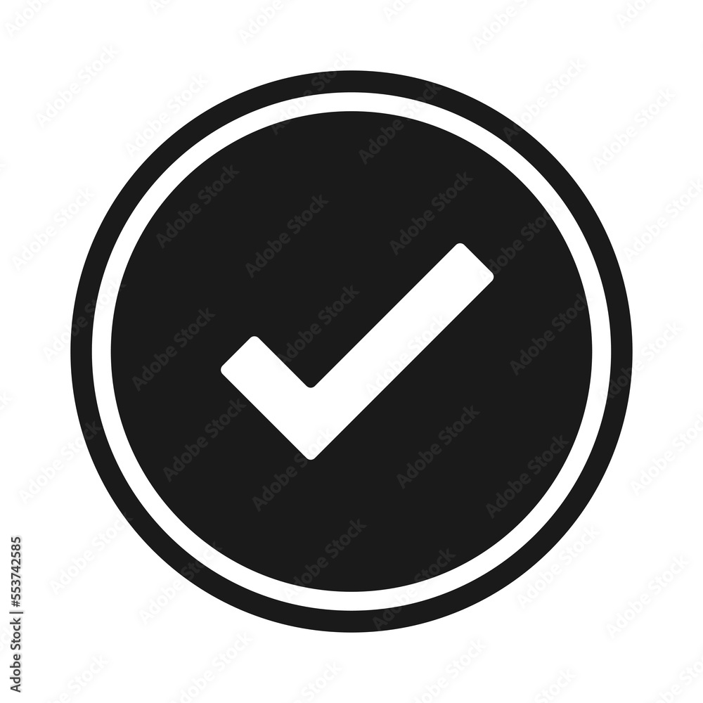Vector check mark icon in a circle. Isolated on white background Vector check mark icon in a circle. Isolated on white background