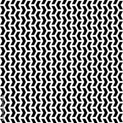 Seamless mosaic pattern. Zigzag figures ornament. Repeated puzzle shapes background. Arrows motif. Chevrons tiles wallpaper. Parquet backdrop. Digital paper, textile print. Vector art work