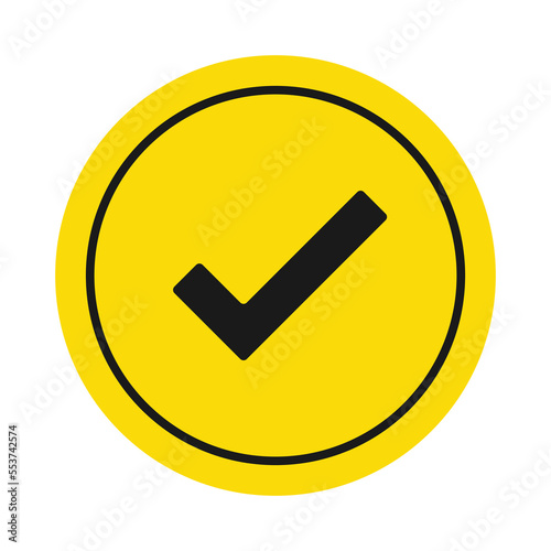 Vector check mark icon in a circle. Illustration