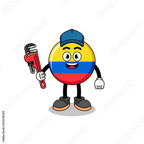 colombia flag illustration cartoon as a plumber