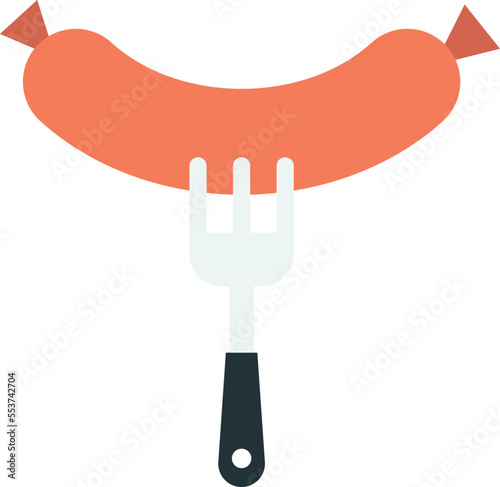 sausage with fork illustration in minimal style