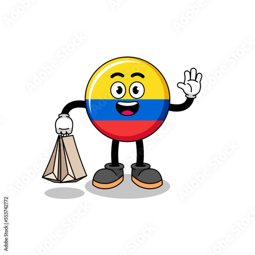Cartoon of colombia flag shopping