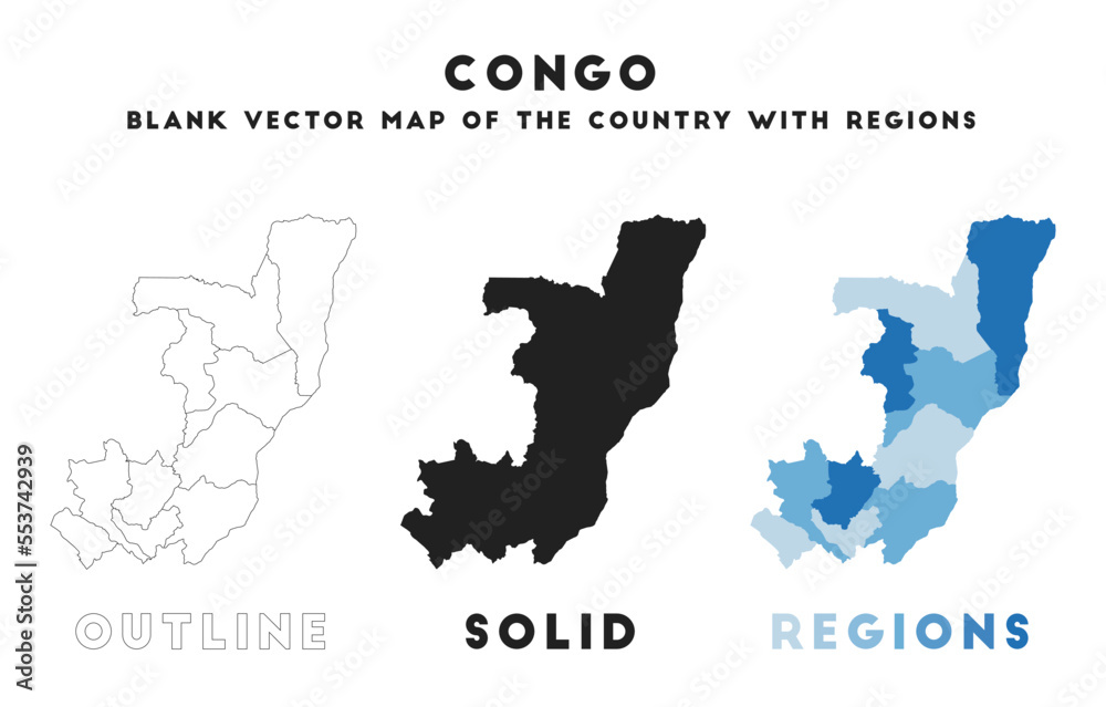 Congo map. Borders of Congo for your infographic. Vector country shape. Vector illustration.