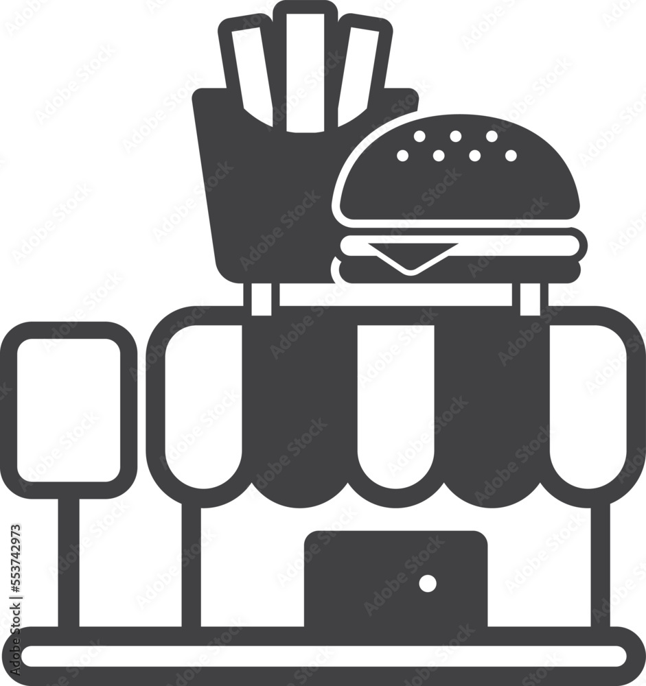 hamburger shop building illustration in minimal style
