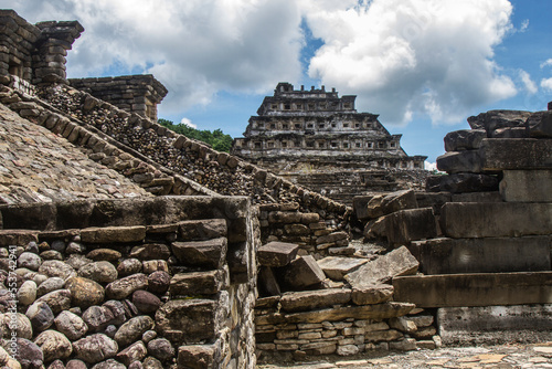 The touristic archeological site of El Tajin created by the totonaca civilization in Veracruz, Mexico. UNESCO World Heritage Center.  photo