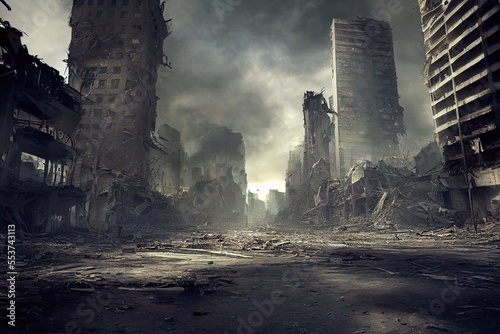 Obraz na plátně A post-apocalyptic ruined city