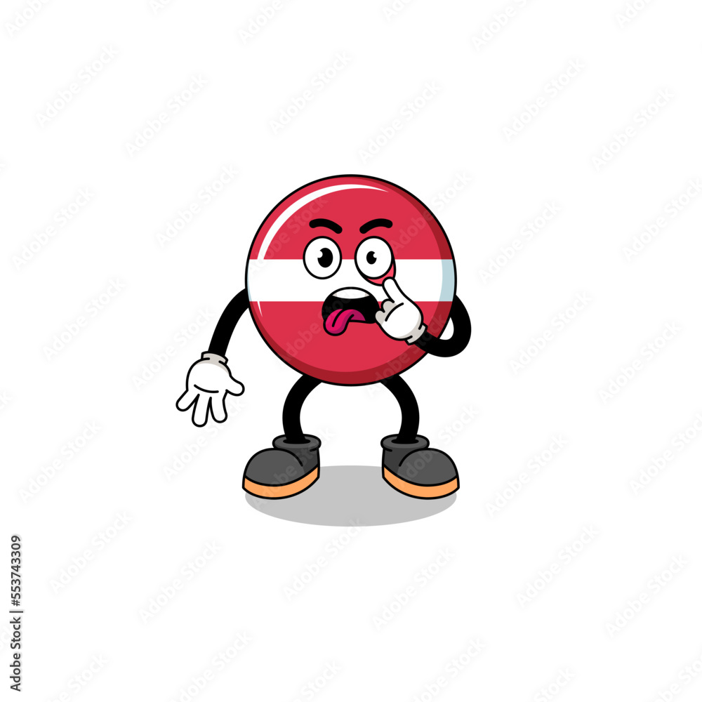 Character Illustration of latvia flag with tongue sticking out