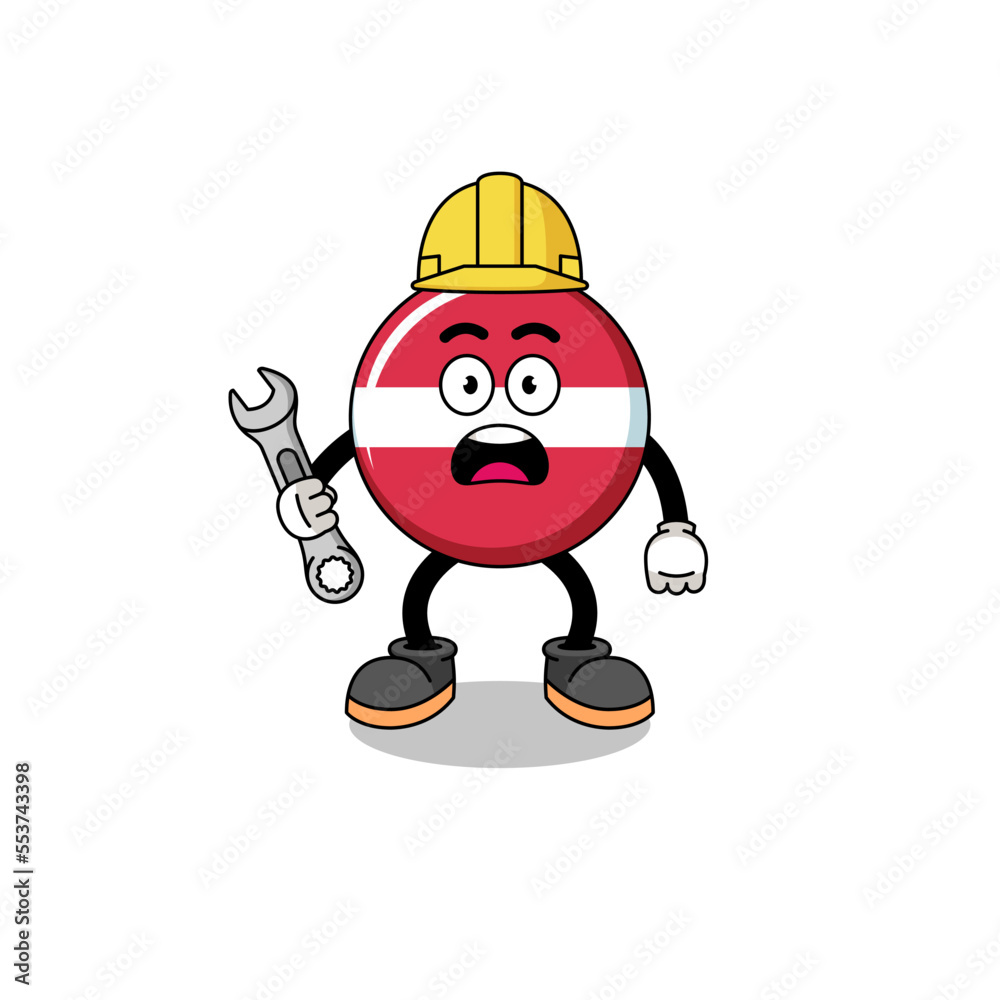 Character Illustration of latvia flag with 404 error