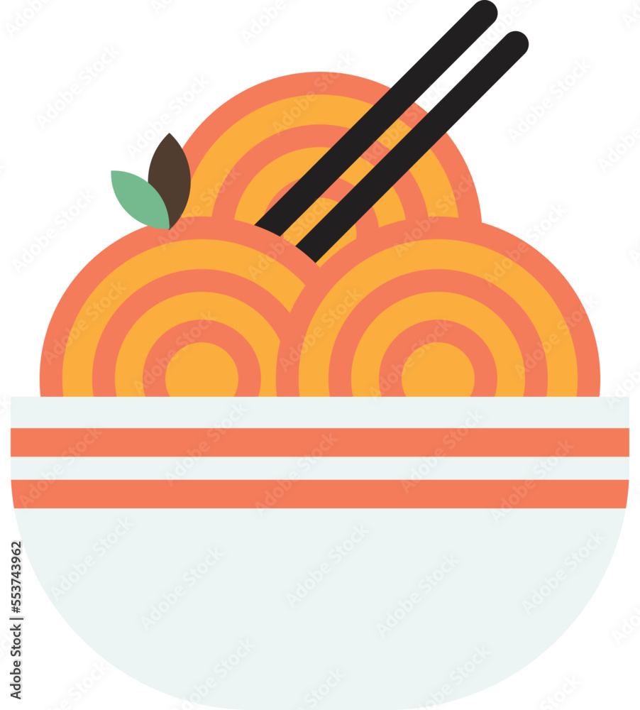Fototapeta premium noodles and chopsticks illustration in minimal style