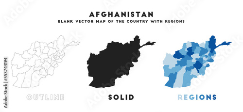 Afghanistan map. Borders of Afghanistan for your infographic. Vector country shape. Vector illustration.