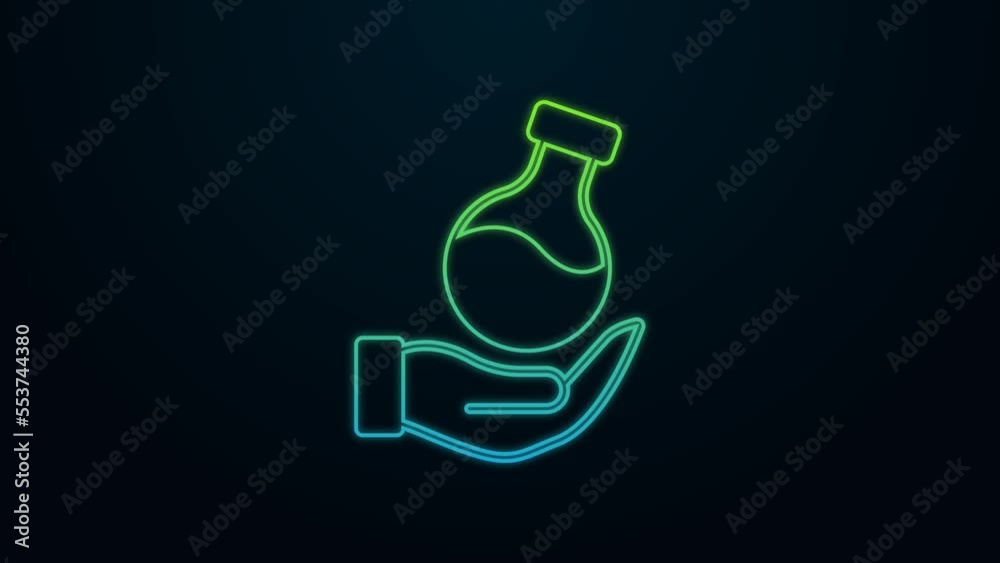 Glowing neon line Test tube and flask chemical laboratory test icon isolated on black background. Laboratory glassware sign. 4K Video motion graphic animation Glowing neon line Test tube and flask chemical laboratory test icon isolated on black background. Laboratory glassware sign. 4K Video motion graphic animation