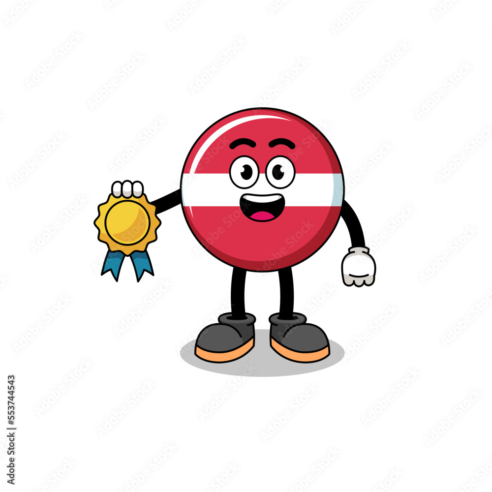 latvia flag cartoon illustration with satisfaction guaranteed medal latvia flag cartoon illustration with satisfaction guaranteed medal