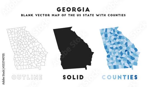 Georgia map. Borders of Georgia for your infographic. Vector US state shape. Vector illustration.