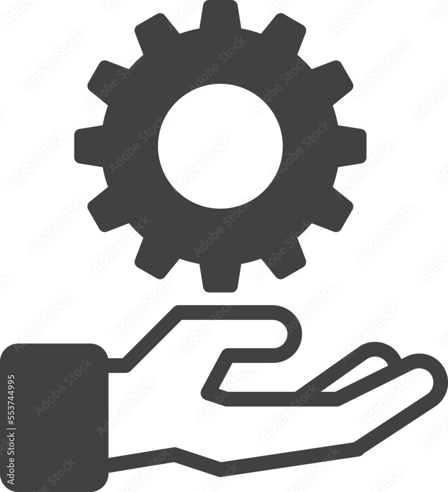hands and cogs illustration in minimal style hands and cogs illustration in minimal style