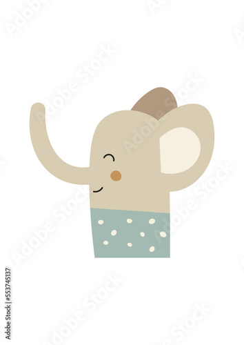 Nursery Wall Art Cute Poster with Funny Elephant