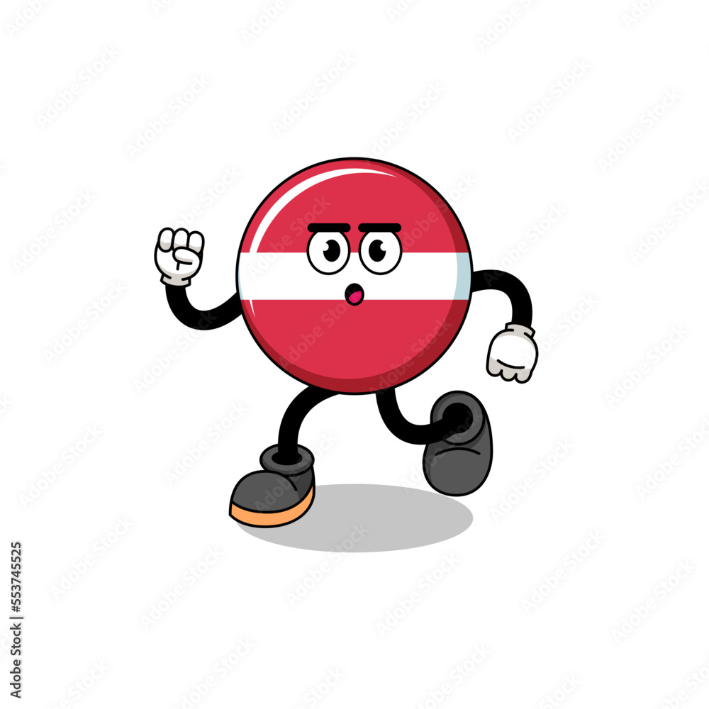 Fototapeta premium running latvia flag mascot illustration