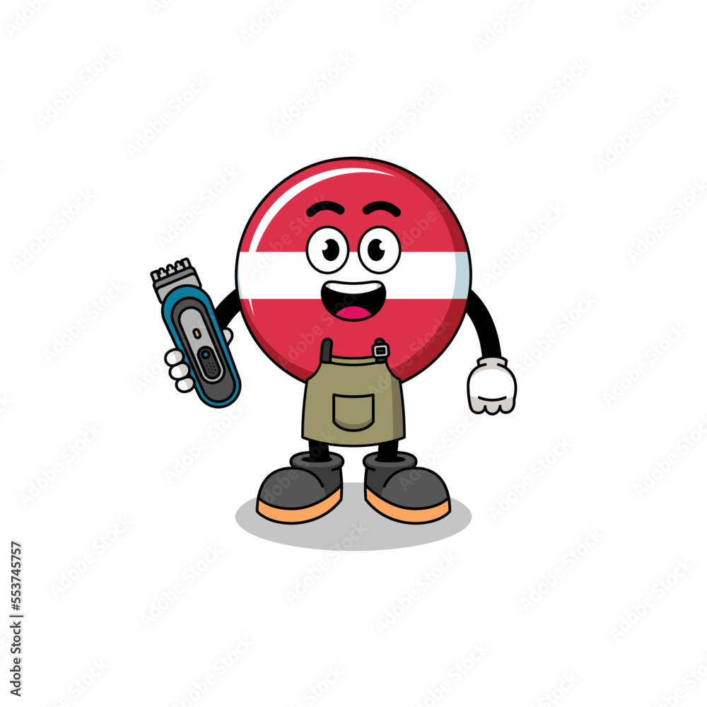 Cartoon Illustration of latvia flag as a barber man Cartoon Illustration of latvia flag as a barber man