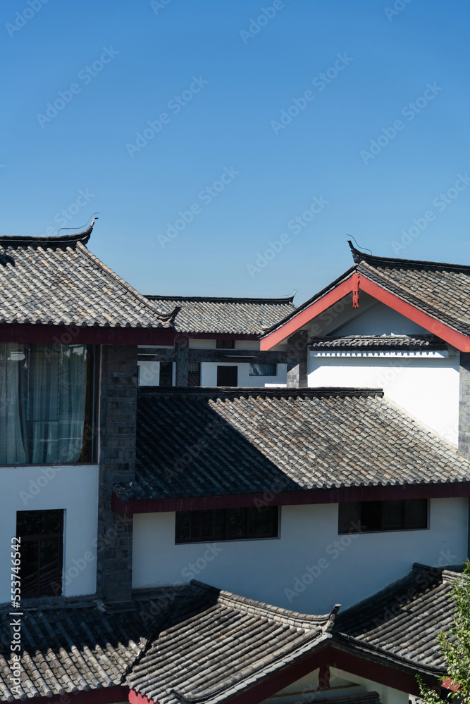 Chinese style roof under blue sky