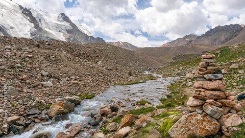 a river in a mountain valley. a mountain river runs through the gorge