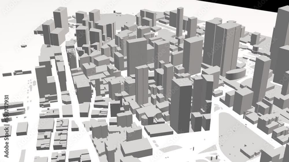 3D render of New York city in rotation