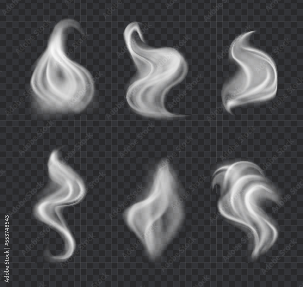 Smoke vector collection, isolated on transparent background. Set of ...