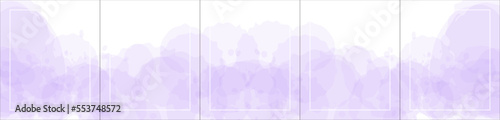 Set of elegant luxury purple watercolor background for Instagram, Social Media Post, Banner, Microblog, Carousel Template. Watercolor splash and white frame. 5 vertical sections 4:5. Vector, eps10.