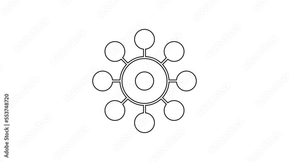 Black line Virus icon isolated on white background. Corona virus 2019-nCoV. Bacteria and germs, cell cancer, microbe, fungi. 4K Video motion graphic animation Black line Virus icon isolated on white background. Corona virus 2019-nCoV. Bacteria and germs, cell cancer, microbe, fungi. 4K Video motion graphic animation