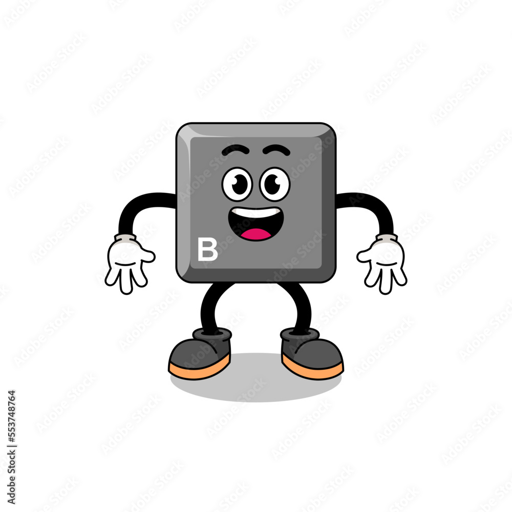 keyboard B key cartoon with surprised gesture