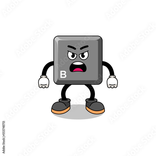 keyboard B key cartoon illustration with angry expression