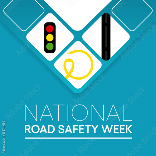 National Road safety week is observed every year in January and in May, It aims at making the roads and streets safer. Vector illustration