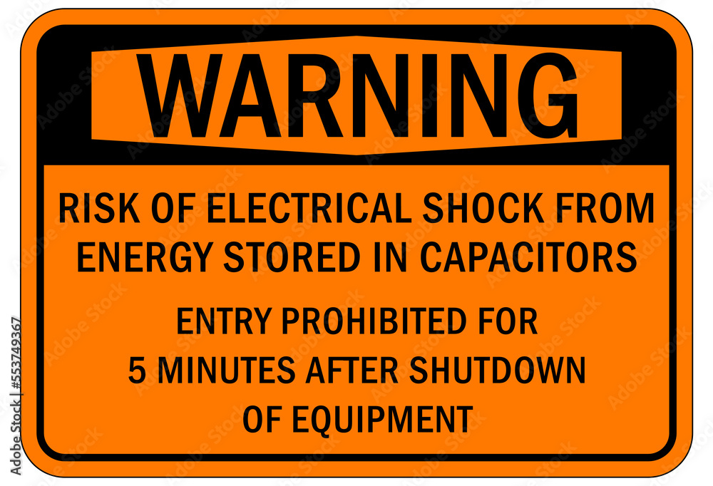 Electrical hazard warning sign and labels risk of electrical shock from