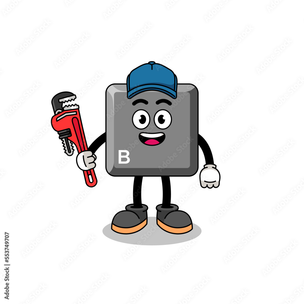 keyboard B key illustration cartoon as a plumber