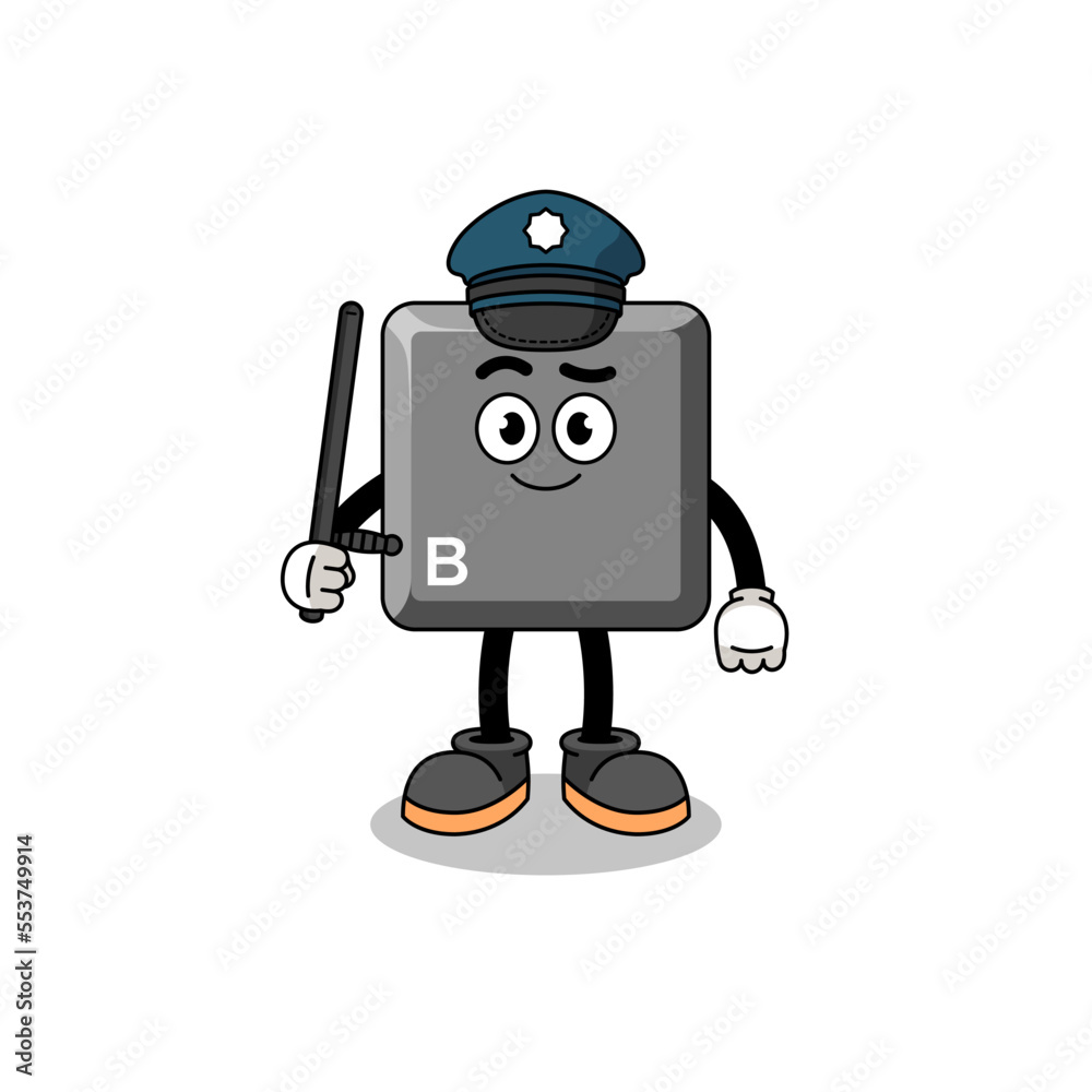 Cartoon Illustration of keyboard B key police Cartoon Illustration of keyboard B key police