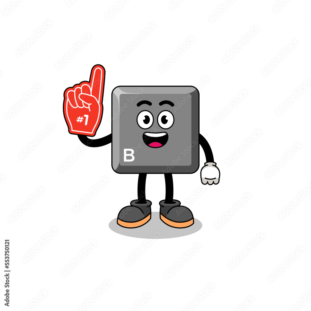 Cartoon mascot of keyboard B key number 1 fans Cartoon mascot of keyboard B key number 1 fans