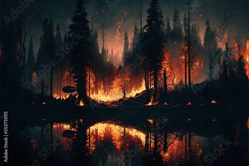 fire in the forest, ai art © dasom