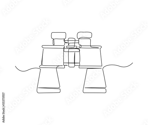 Continuous one line drawing of Binocular. Binocular single line art vector design. Military concept.